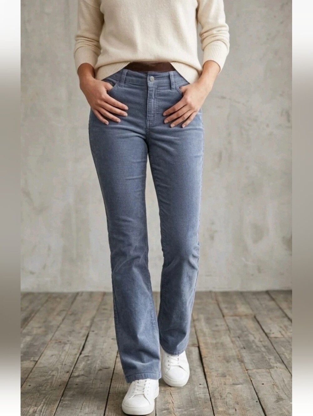 St Johns Bay Jeans Straight Fit Secretly Slender Boot Cut Slate Blue Corduroy  8